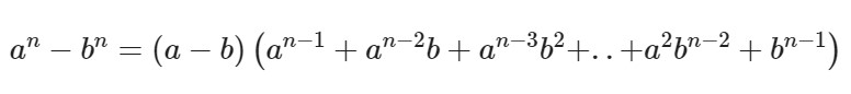 формула разности n-ых степеней двух слагаемых